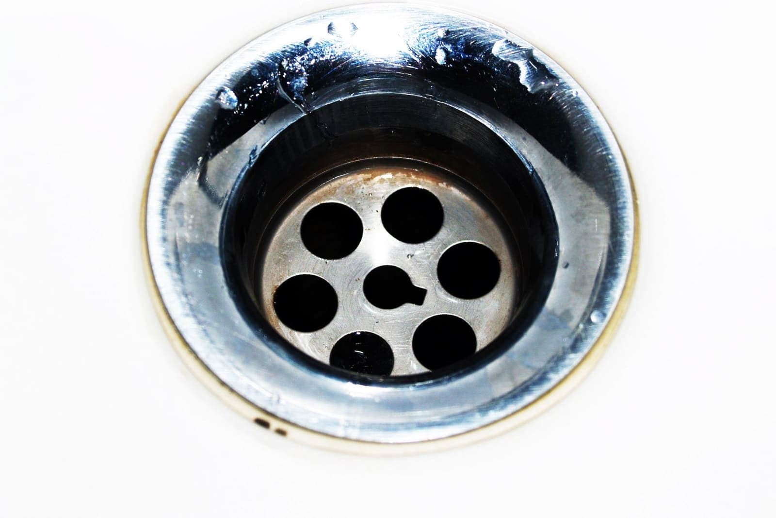 Close-up of a sink drain